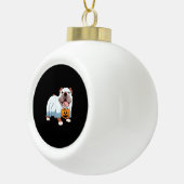 Ghost Bulldog Halloween Hond Keramische Bal Ornament (Rechts)
