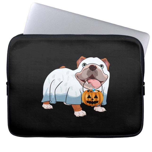 Ghost Bulldog Halloween Hond Laptop Sleeve (Voorkant)