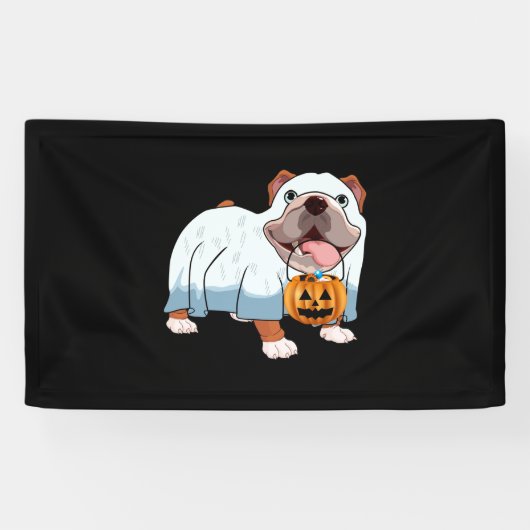 Ghost Bulldog Halloween Hond Spandoek (Horizontaal)