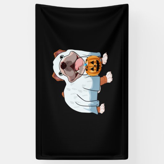 Ghost Bulldog Halloween Hond Spandoek (Verticaal)