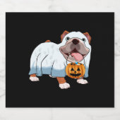 Ghost Bulldog Halloween Hond Sparkling Wijnetiket (Enkel label)