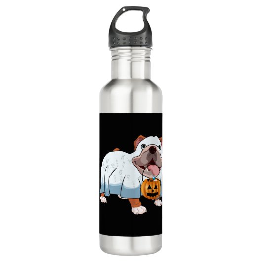 Ghost Bulldog Halloween Hond Waterfles (Voorkant)