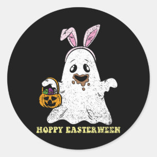 Ghost Bunny Hoppy Easter Egg Hunting Spring Mannen Ronde Sticker