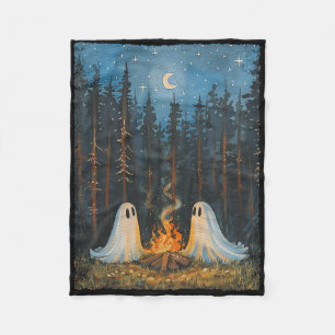Ghost Campfire Camping Lover Forest Gothic Fleece Deken