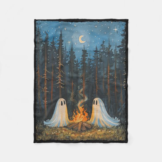 Ghost Campfire Camping Lover Forest Gothic Fleece Deken (Voorkant)