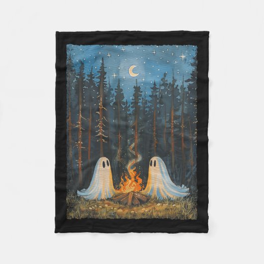 Ghost Campfire Camping Lover Forest Gothic Hallowe Fleece Deken (Voorkant)