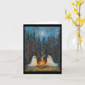 Ghost Campfire Camping Lover Forest Gothic Hallowe Kaart (Gele Bloem)