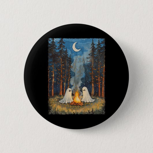 Ghost Campfire Camping Lover Forest Gothic Hallowe Ronde Button 5,7 Cm (Voorkant)