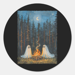 Ghost Campfire Camping Lover Forest Gothic Hallowe Ronde Sticker