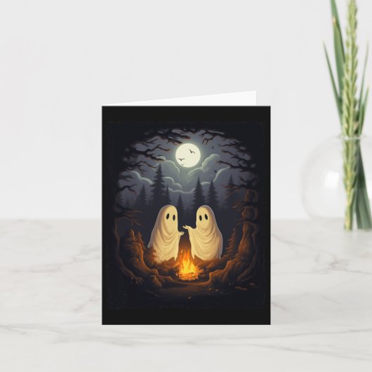  Ghost Camping Kampvuur Gothic Halloween Me Kaart (Voorkant)
