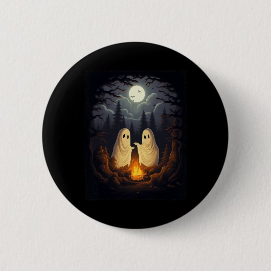 Ghost Camping Kampvuur Gothic Halloween Me Ronde Button 5,7 Cm (Voorkant)