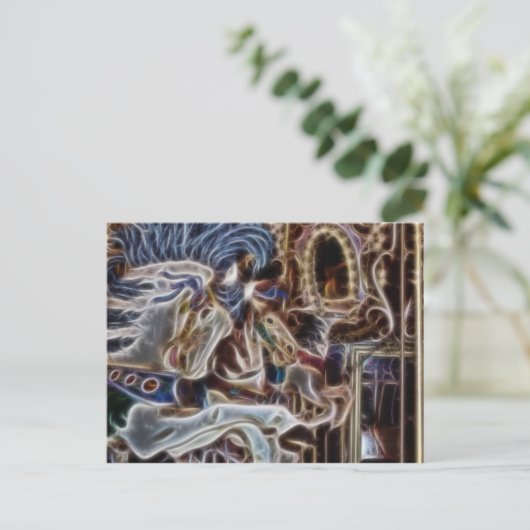 Ghost Carousel Horses Merry Go Round in Seattle Feestdagenkaart (Staand voorkant)