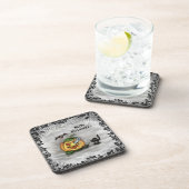 Ghost, Cat, Bat en Pumpkin, Happy Halloween! Bier Onderzetter (Rechterzijde)