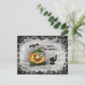 Ghost, Cat, Bat en Pumpkin, Happy Halloween! Briefkaart (Staand voorkant)