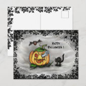 Ghost, Cat, Bat en Pumpkin, Happy Halloween! Briefkaart (Voorkant / Achterkant)