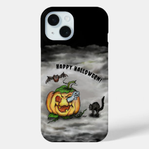Ghost, Cat, Bat en Pumpkin, Happy Halloween! iPhone 15 Case