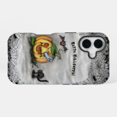 Ghost, Cat, Bat en Pumpkin, Happy Halloween! iPhone 16 Hoesje (Achterkant horizontaal)