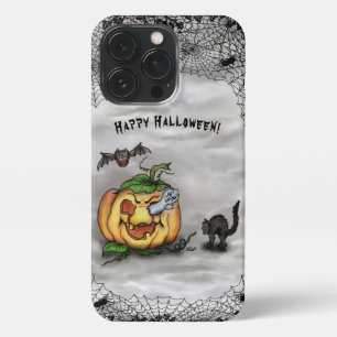 Ghost, Cat, Bat en Pumpkin, Happy Halloween! iPhone 13 Pro Hoesje