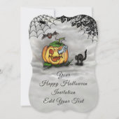Ghost, Cat, Bat en Pumpkin, Happy Halloween! Kaart (Voorkant)