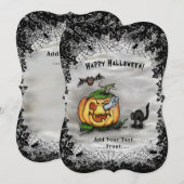 Ghost, Cat, Bat en Pumpkin, Happy Halloween! Kaart (Voorkant / Achterkant)