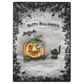 Ghost, Cat, Bat en Pumpkin, Happy Halloween! Klembord (Achterkant)
