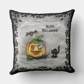 Ghost, Cat, Bat en Pumpkin, Happy Halloween! Kussen (Achterkant)
