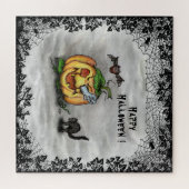 Ghost, Cat, Bat en Pumpkin, Happy Halloween! Legpuzzel (Horizontaal)
