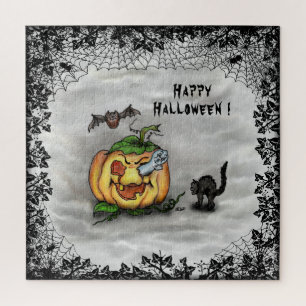 Ghost, Cat, Bat en Pumpkin, Happy Halloween! Legpuzzel