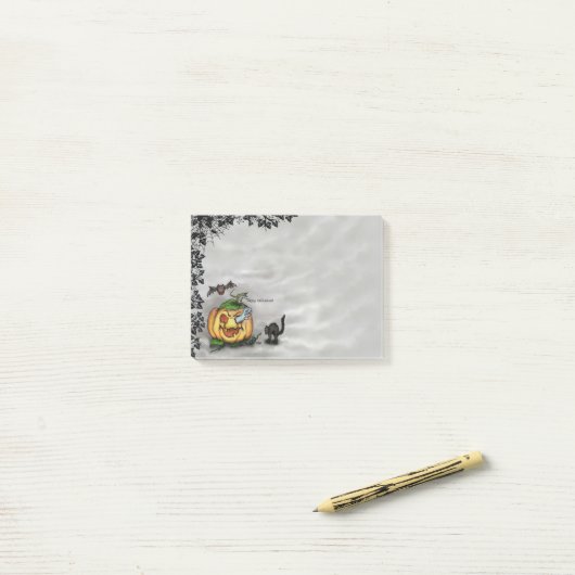 Ghost, Cat, Bat en Pumpkin, Happy Halloween! Post-it® Notes (Op bureau)
