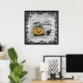 Ghost, Cat, Bat en Pumpkin, Happy Halloween! Poster (Thuiskantoor)
