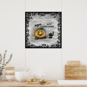 Ghost, Cat, Bat en Pumpkin, Happy Halloween! Poster (Keuken)