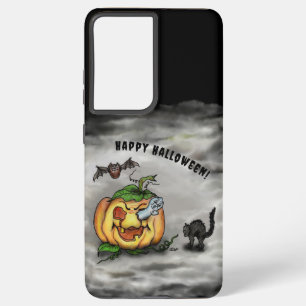 Ghost, Cat, Bat en Pumpkin, Happy Halloween! Samsung Galaxy Hoesje