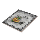 Ghost, Cat, Bat en Pumpkin, Happy Halloween! Tegeltje (Zijkant)