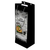 Ghost, Cat, Bat en Pumpkin, Happy Halloween! Wijn Cadeautas (Achterkant Gekanteld)
