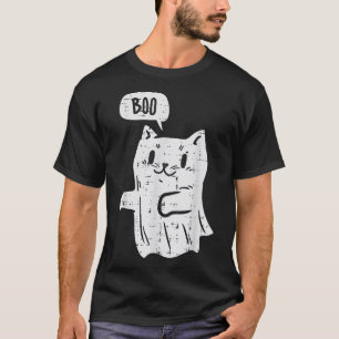 Ghost Cat Boo Halloween Animal Pet Mannen Vrouwen T-shirt