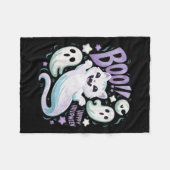 Ghost Cat Boo Kat Halloween Fleece Deken (Voorkant (Horizontaal))