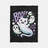 Ghost Cat Boo Kat Halloween Fleece Deken (Voorkant)