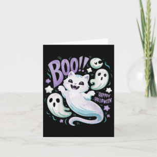 Ghost Cat Boo Kat Halloween Kaart
