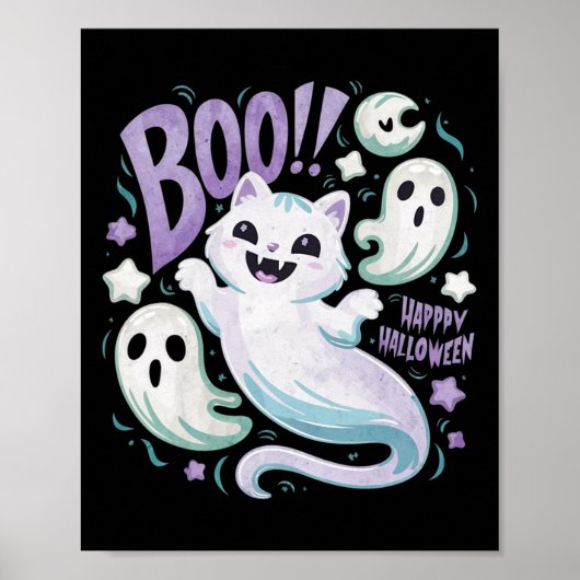 Ghost Cat Boo Kat Halloween Poster (Voorkant)