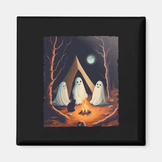  Ghost Cat Camper Camping Lover Gotische Zaal Magneet (Voorkant)