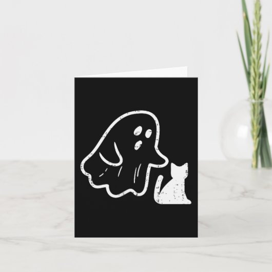 Ghost Cat Cket Funny Halloween Costume Men Women K Kaart (Voorkant)