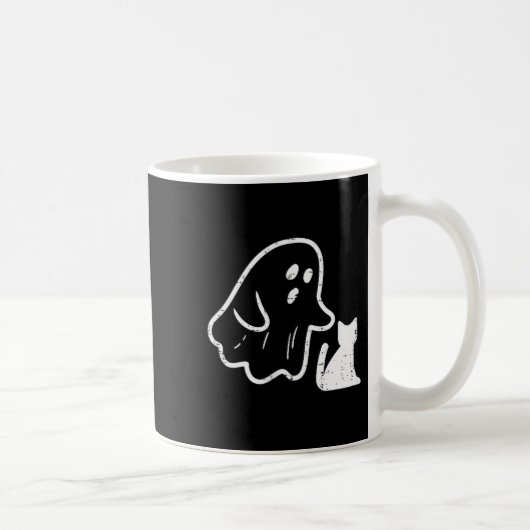 Ghost Cat Cket Funny Halloween Costume Men Women K Koffiemok (Rechts)