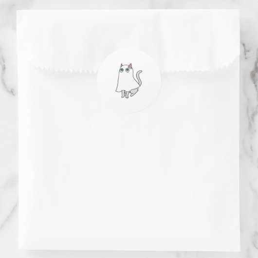 Ghost Cat Classic T-shirt_1 Ronde Sticker (Tas)