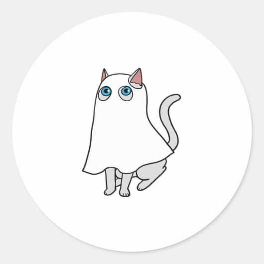 Ghost Cat Classic T-shirt_1 Ronde Sticker (Voorkant)