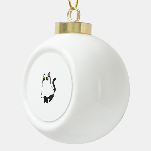 Ghost Cat Classic T-shirt_2 Keramische Bal Ornament (Rechts)