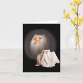 Ghost Cat Ghost Kitten Funny Cat Meme Halloween  Kaart (Gele Bloem)