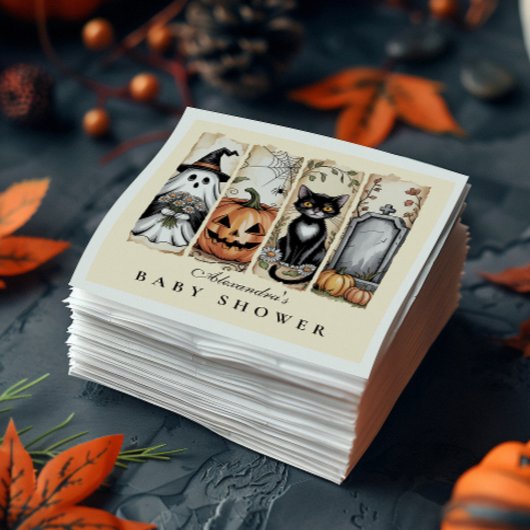 Ghost Cat Gothic Halloween Baby shower Servet
