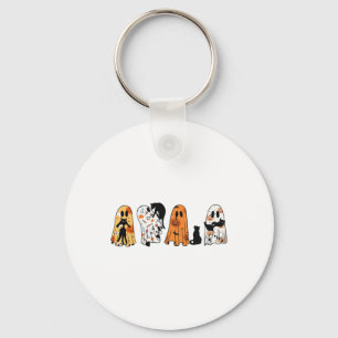 Ghost Cat Halloween Ghost Black Cat Spooky Seizoen Sleutelhanger