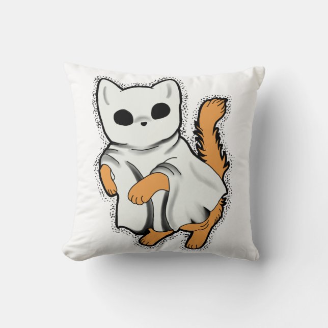 Ghost cat is klaar om Pillow te achtervolgen Kussen (Voorkant)