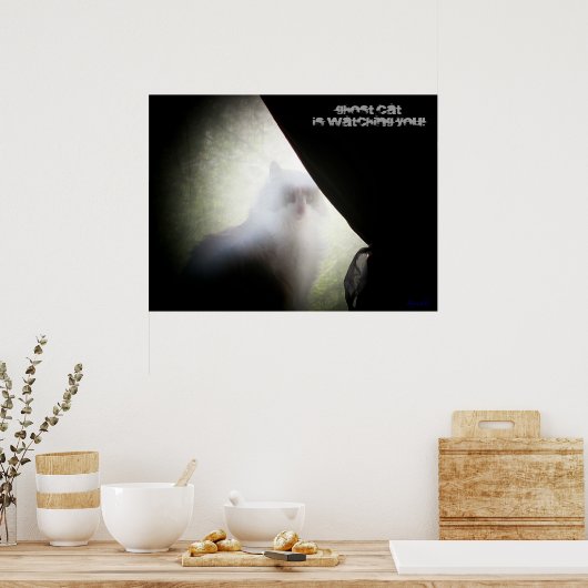 Ghost Cat Is Watching You Poster (Keuken)